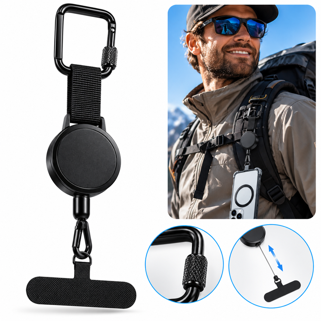 RAVU Klettersteig Handy-Sicherung mit Retractor | Sturz- & Diebstahlschutz