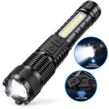 Starke LED Taschenlampe mit Zoom & Seitenlicht – USB-aufladbar, 3 Lichtmodi