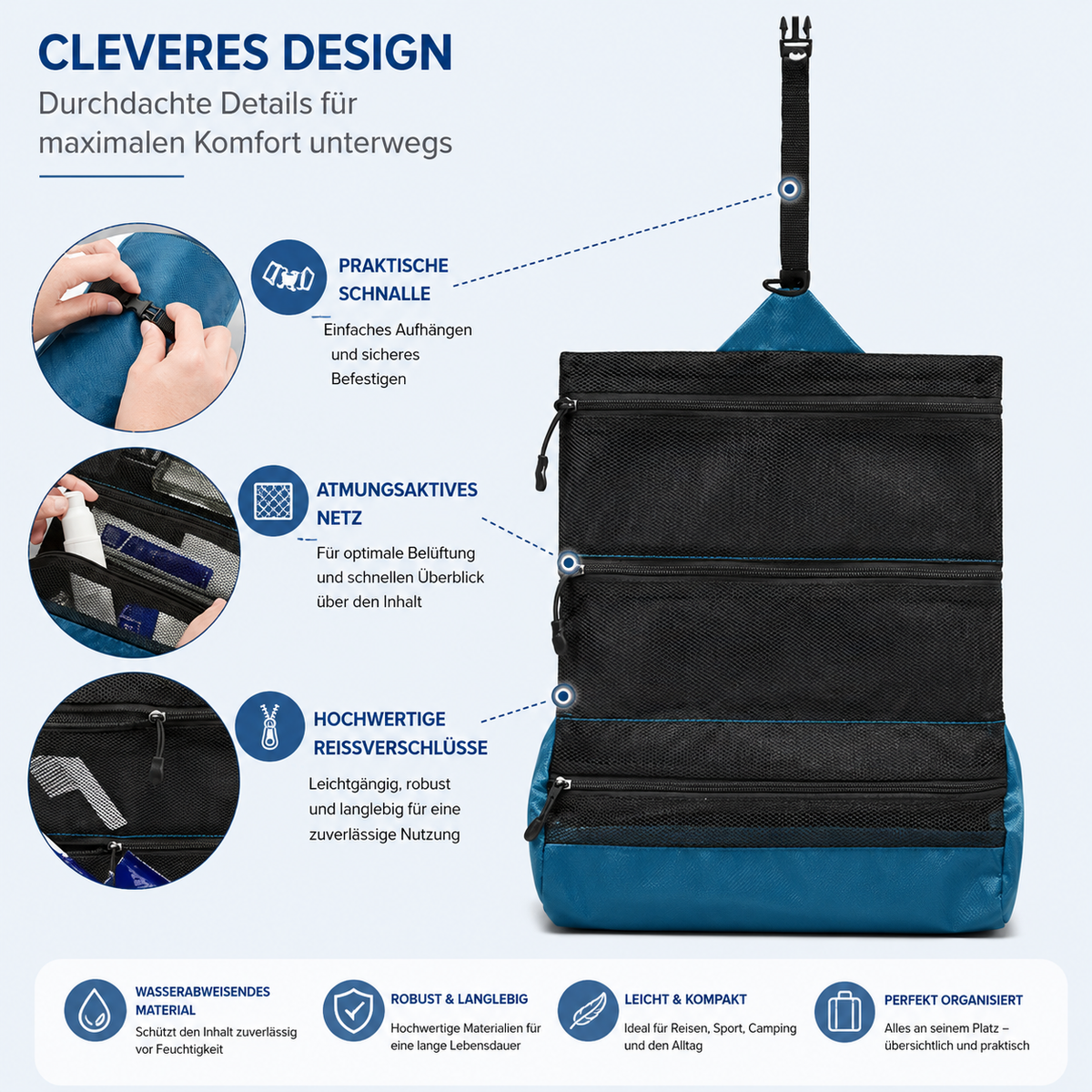 RAVU Reise-Kulturtasche – Outdoor Waschtasche | Robust & wasserabweisend