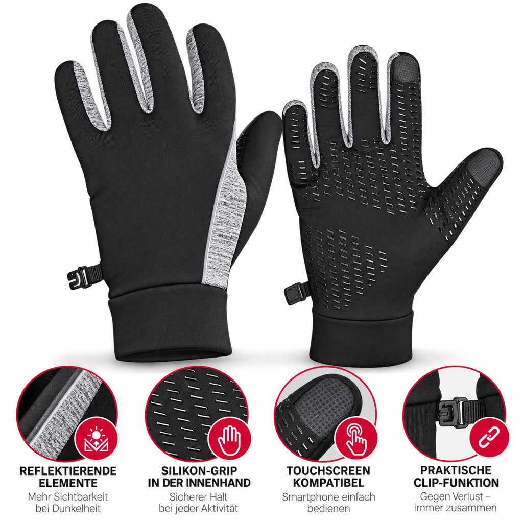 ARECO Laufhandschuhe Touch Grip | Mit Touchfunktion & Reflektoren