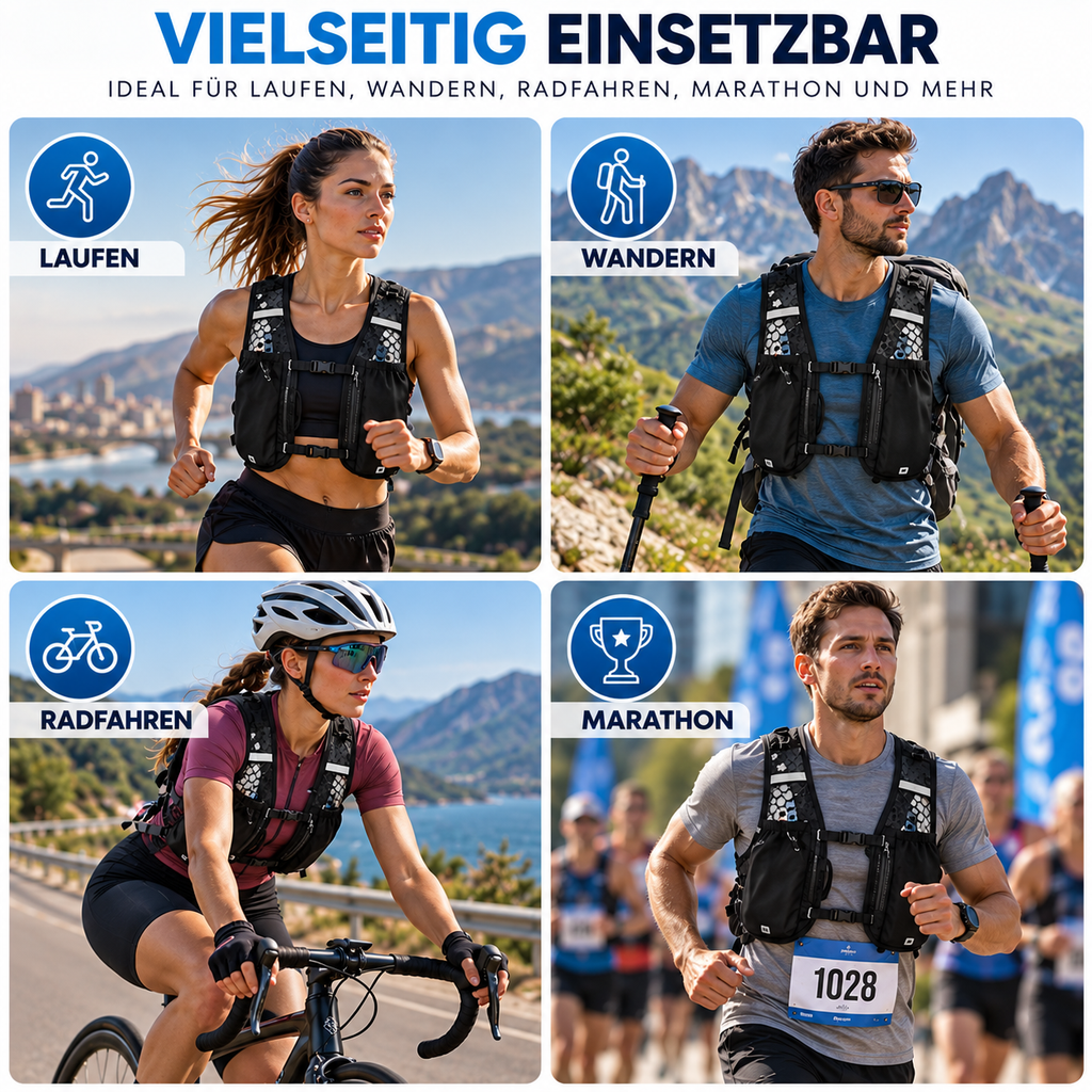 RAVU Laufweste Ultralight 120 g – Running Vest mit Taschen & Reflektoren