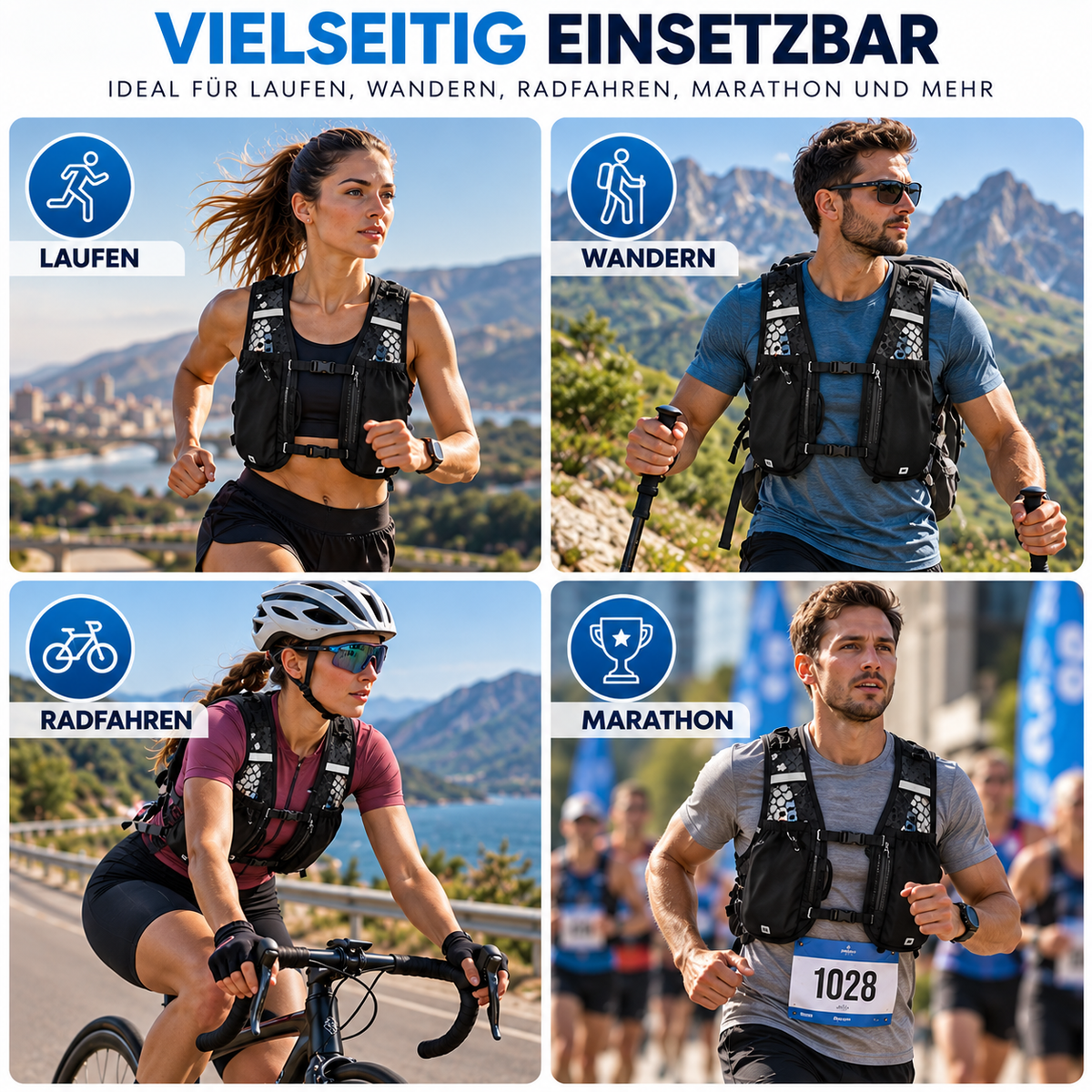 RAVU Laufweste Ultralight 120 g – Running Vest mit Taschen & Reflektoren
