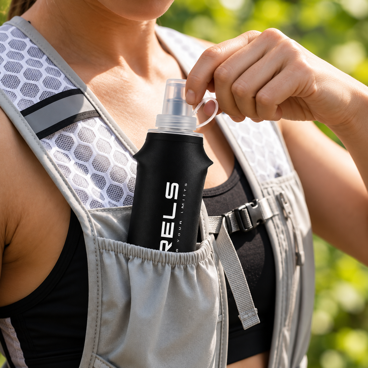 RAVU Laufweste Ultralight 120 g – Running Vest mit Taschen & Reflektoren