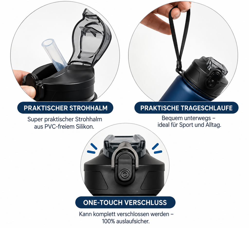 RAVU Sport-Trinkflasche 750 ml – auslaufsicher & One-Touch