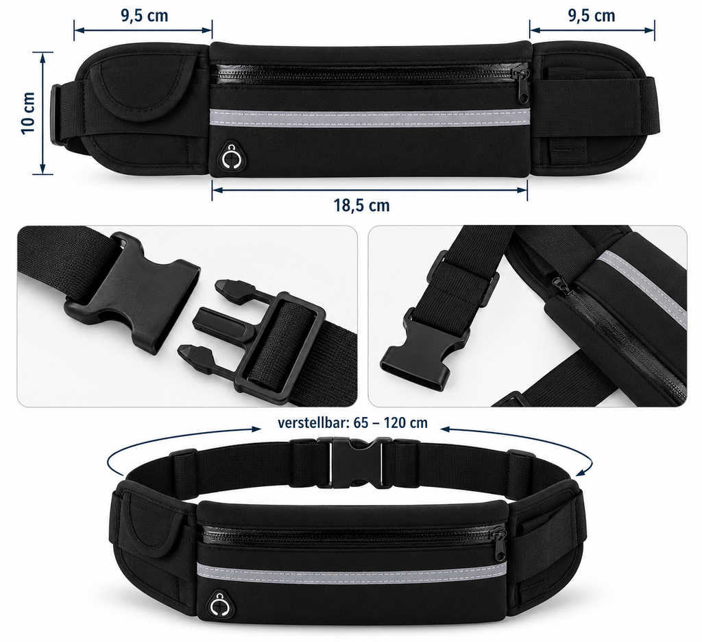 RAVU Running Belt – Laufgürtel mit Reflektor | Joggen, Bike & Wandern