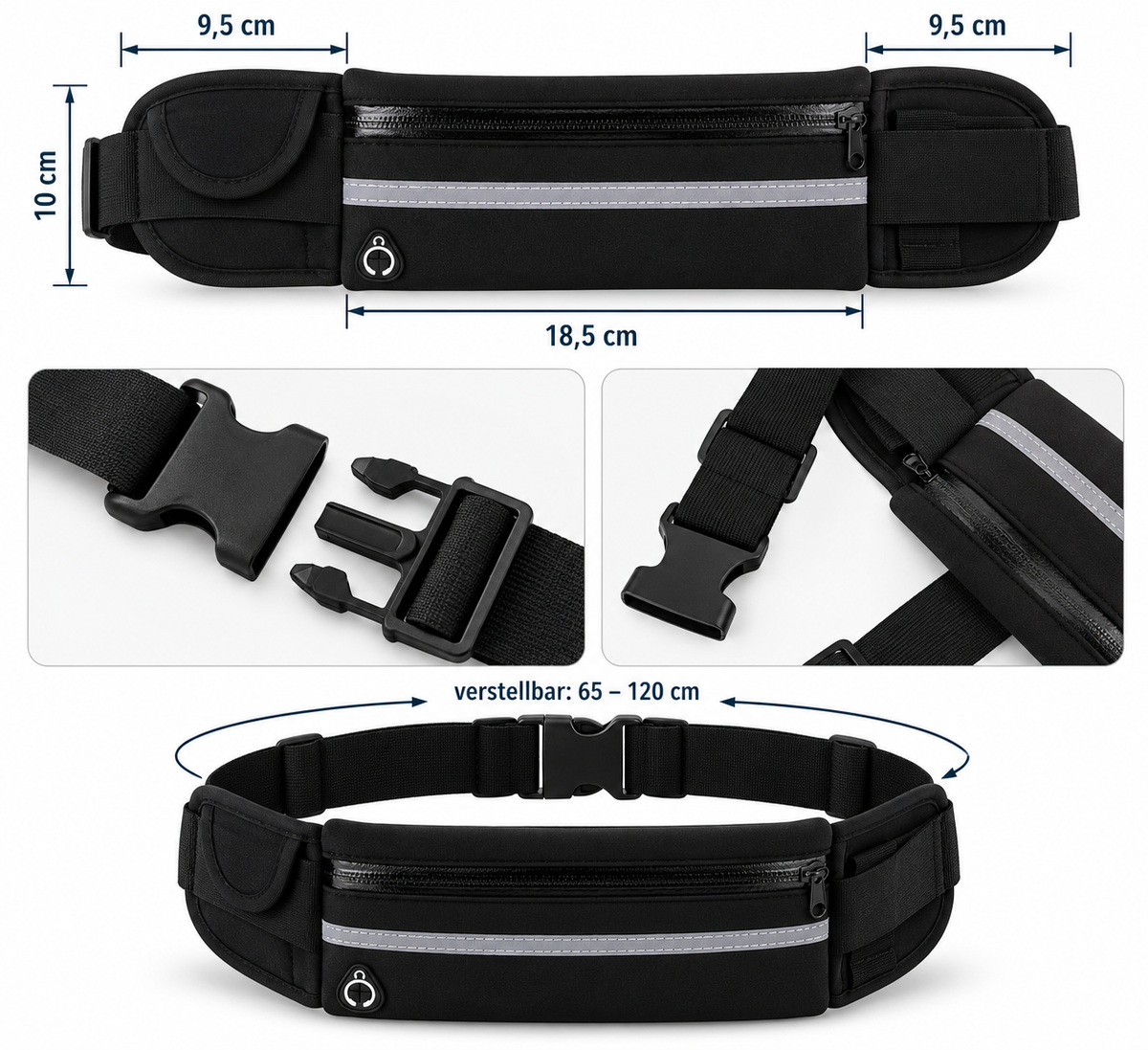 RAVU Running Belt – Laufgürtel mit Reflektor | Joggen, Bike & Wandern