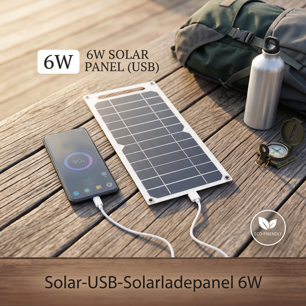 Ravu - 6W Solar-Ladepanel – Ultraleicht, USB, 2 Hubs, 2 Karabiner