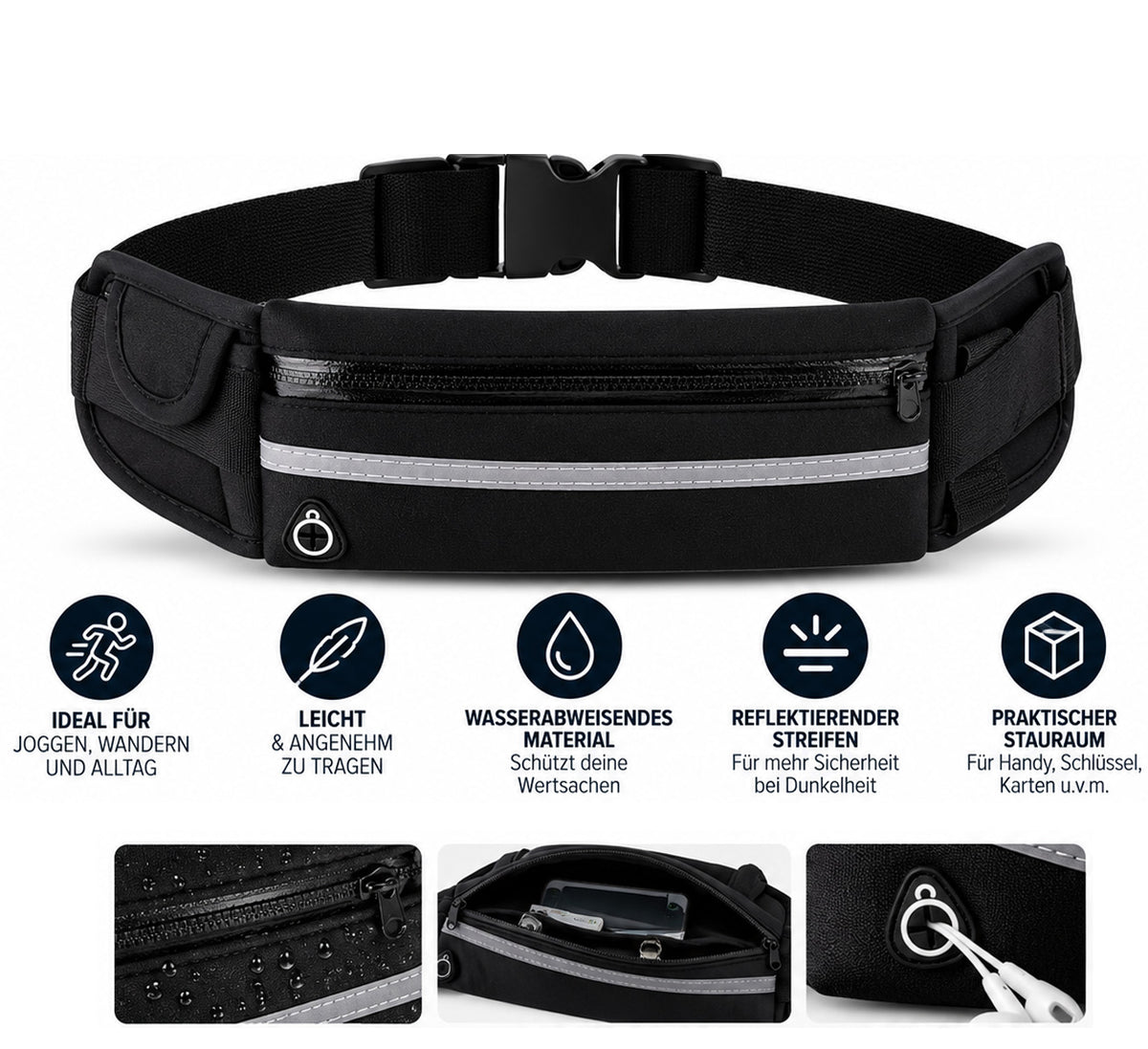 RAVU Running Belt – Laufgürtel mit Reflektor | Joggen, Bike & Wandern