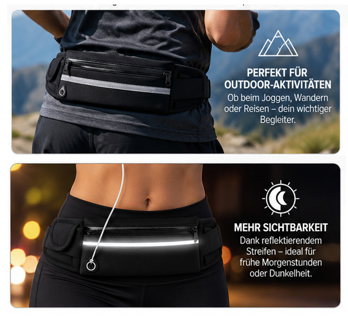 RAVU Running Belt – Laufgürtel mit Reflektor | Joggen, Bike & Wandern