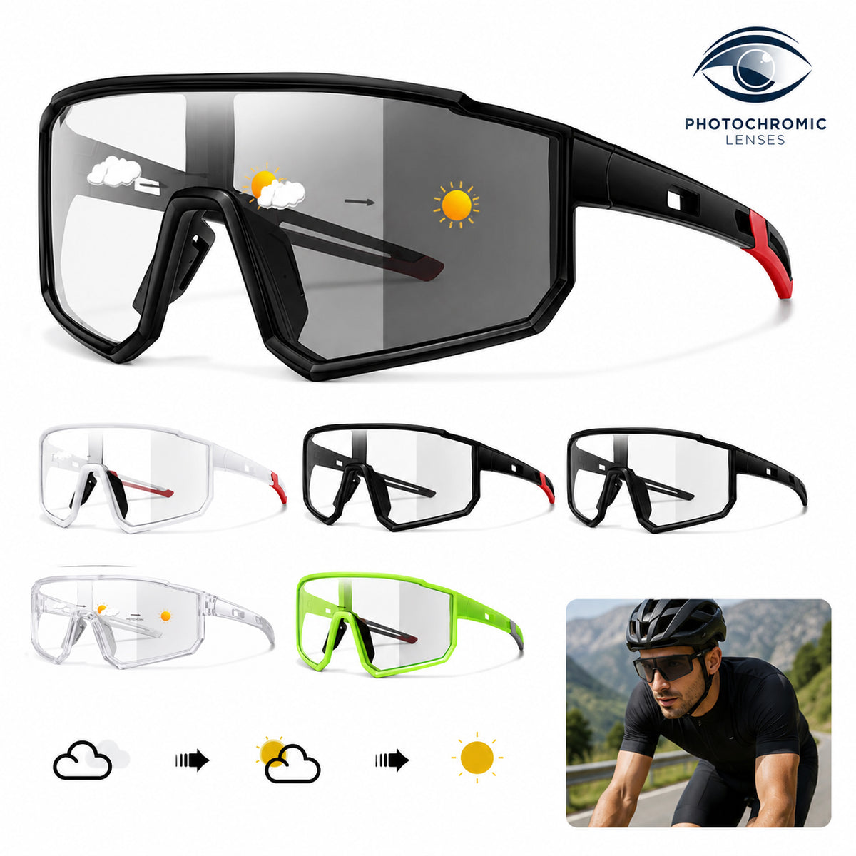 RAVU – Selbsttönende Sport Sonnenbrille mit photochromen Gläsern
