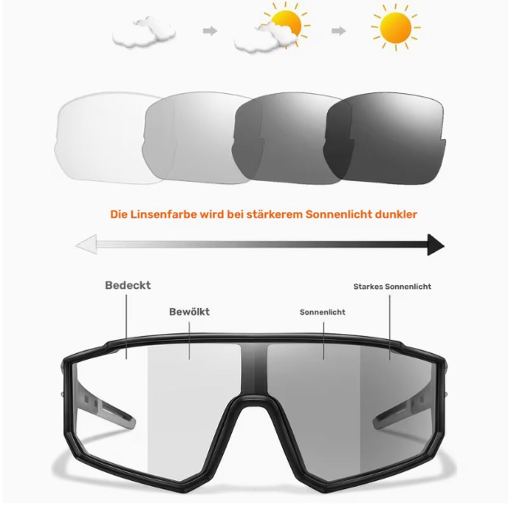 RAVU – Selbsttönende Sport Sonnenbrille mit photochromen Gläsern