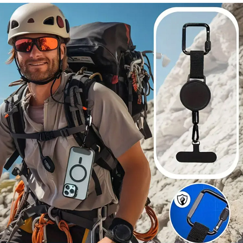 RAVU Klettersteig Handy-Sicherung mit Retractor | Sturz- & Diebstahlschutz