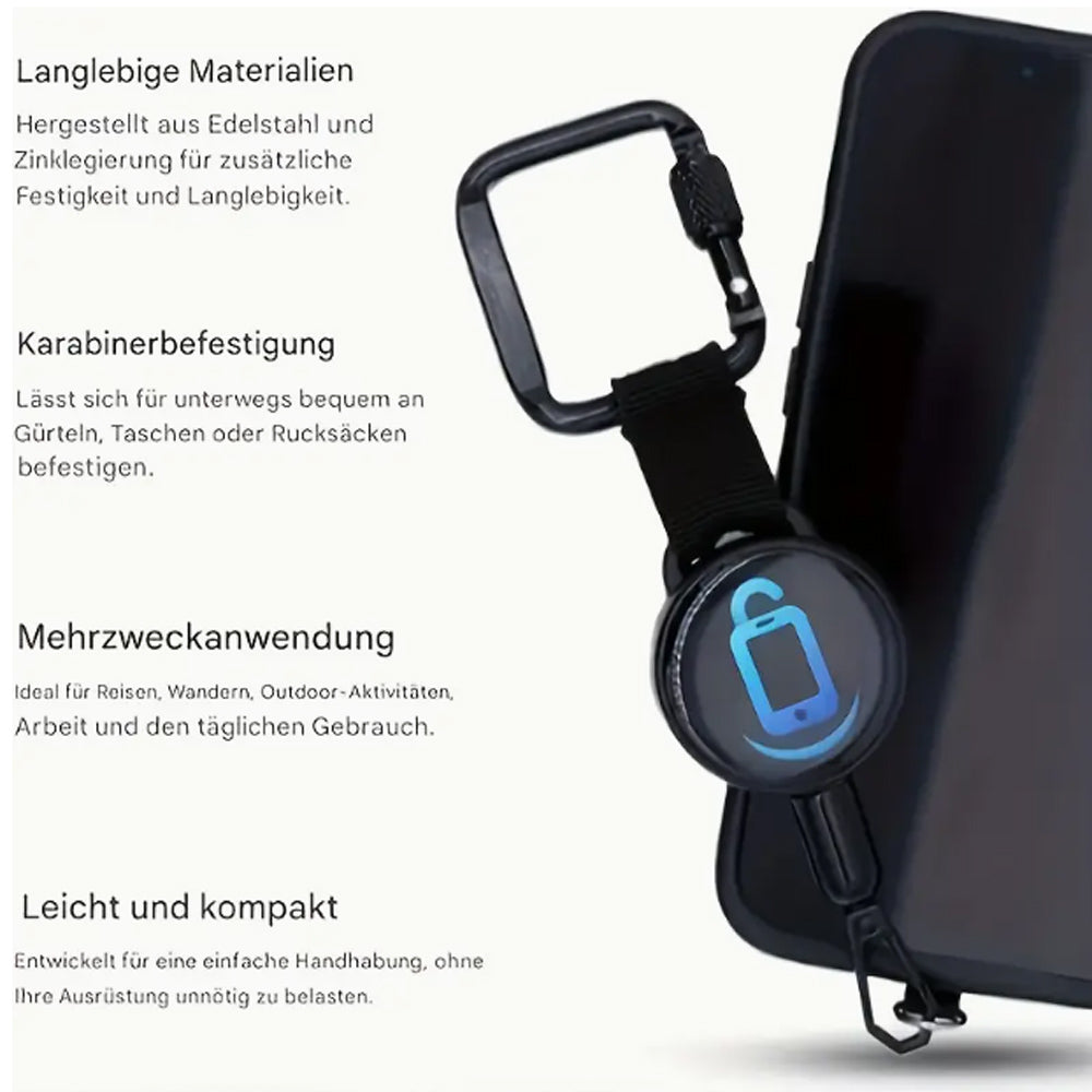 RAVU Klettersteig Handy-Sicherung mit Retractor | Sturz- & Diebstahlschutz