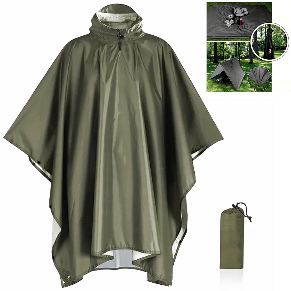 RAVU 3in1 Regenponcho – Multifunktionales Outdoor-Cape, Tarp & Unterlage