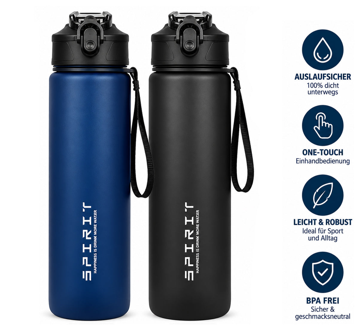 RAVU Sport-Trinkflasche 750 ml – auslaufsicher & One-Touch