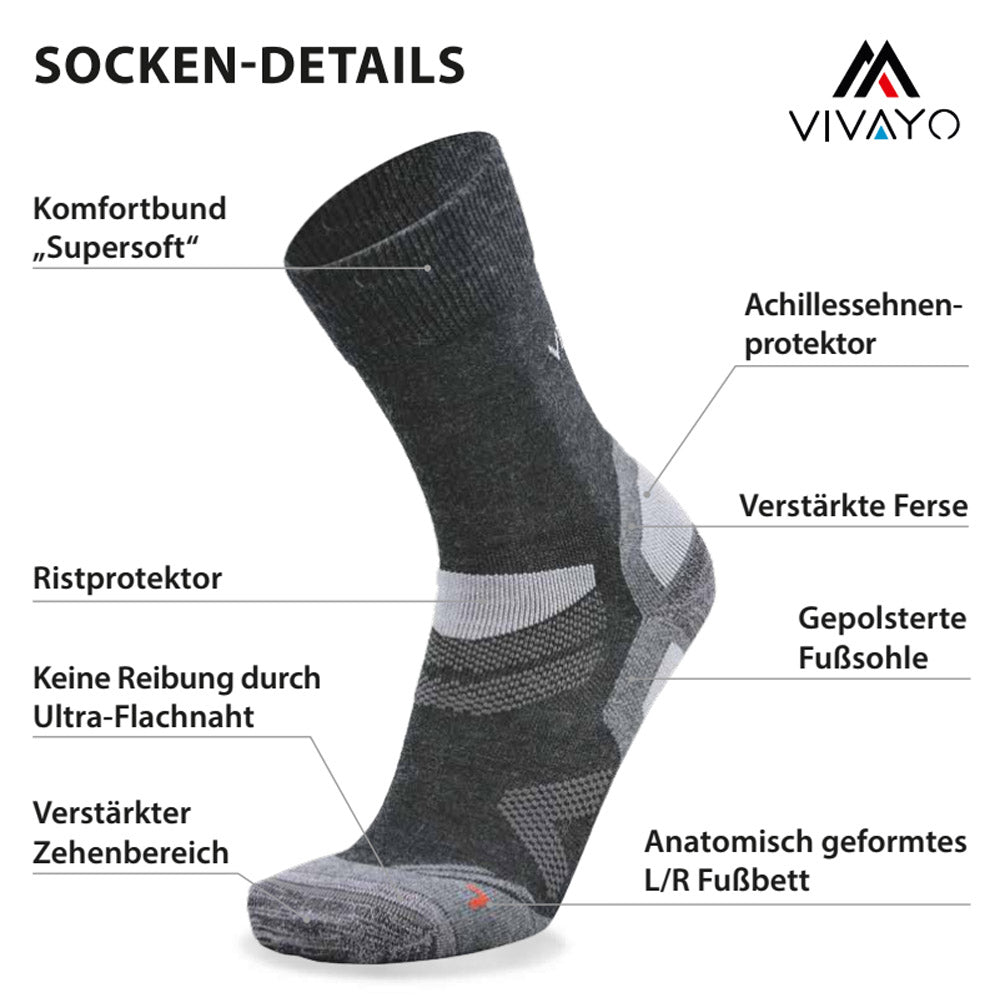 Areco Vivayo Outdoor Merino Socken (3er-Pack) – Atmungsaktive Wollsocken